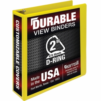 Samsill Durable Three-Ring View Binder, 2&quot; Rings, Polypropylene, Yellow