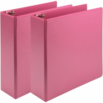 Samsill Earth&#39;s Choice Plant-Based View Binders, 3&quot; Rings, 8 1/2&quot; x 11&quot;, Polypropylene, Pink, 2/Pack