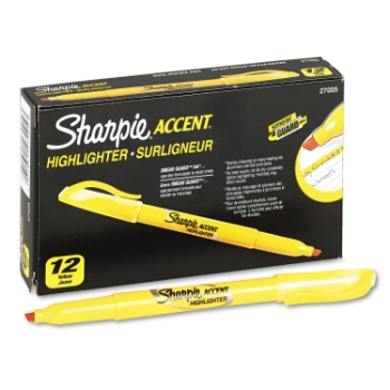 Sharpie Accent Pocket Style Highlighter, Chisel Tip, Yellow, Dozen