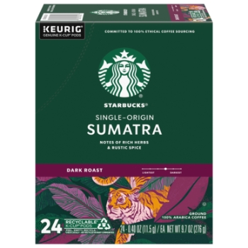 Starbucks Sumatra 100% Arabica Dark Roast K-Cup&#174; Pods, 24/Box