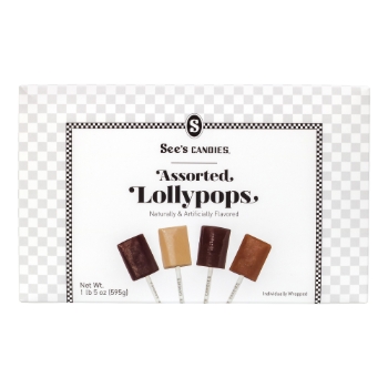 See&#39;s Candies Lollypops, Assorted Flavors, 0.75 oz/Lollypop, 30 Lollypops/Pack