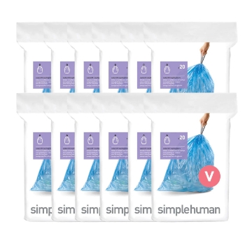 simplehuman Code V Custom Fit Recycling Bags, 16-18 Liter / 4.2-4.8 Gallon, Blue, 240/Carton
