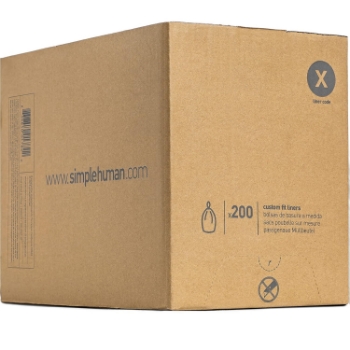 simplehuman Code X Custom Fit Trash Bags, 80 Liter / 21 Gallon, White, 200/Pack