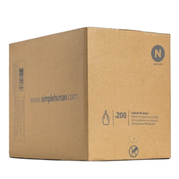 simplehuman Code N Custom Fit Trash Bags, 45-50 Liter / 12-13 Gallon, White, 200/Pack