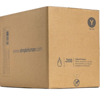 simplehuman Code Y Custom Fit Trash Bags, 115 Liter / 30 Gallon, White, 200/Pack