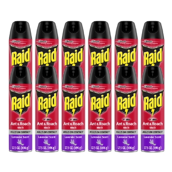 Raid Ant and Roach Killer, 17.5 oz Aerosol, Lavendar, 12/Carton