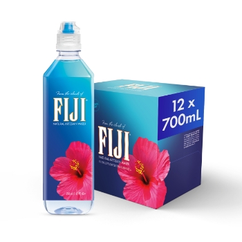FIJI Natural Artesian Bottled Water With Sports Cap, 23.7 fl oz, 12/Case