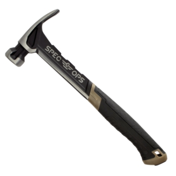 Spec Ops Smooth Face Rip Claw Hammer, Steel Handle, 20 oz Head Weight, Black/Tan