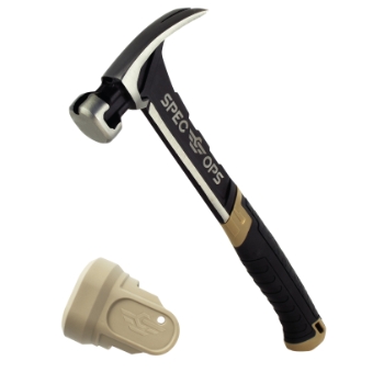 Spec Ops Smooth Face Rip Claw Hammer, Soft Mallet Cap, Steel Handle, 20 oz Head Weight, Black/Tan