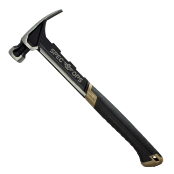 Spec Ops Milled Face Framing Hammer, Steel Handle, 22 oz Head Weight, Black/Tan