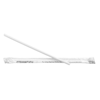 StrawFish Giant Biodegradable Straws, Wrapped, 8 1/2&quot;, White, 5000/Case