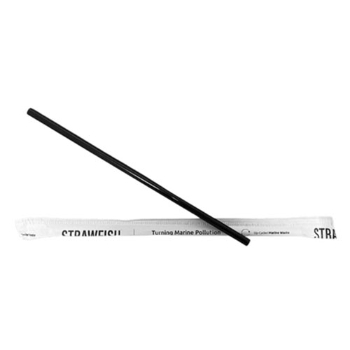 StrawFish Jumbo Biodegradable Straws, Wrapped, 7 3/4&quot;, Black, 5000/Case