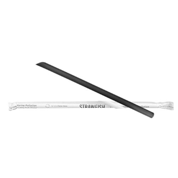 StrawFish Biodegradable Boba Straws, Wrapped, 9 1/2&quot;, Black, 2000/Case