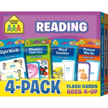 School Zone Publishing Reading Flash Card, Reading &amp; Language Arts, 4/Pack