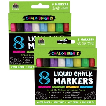Teacher Created Resources Chalk Brights Liquid Chalk Markers, 8 Markers/Box, 2 Boxes/Pack