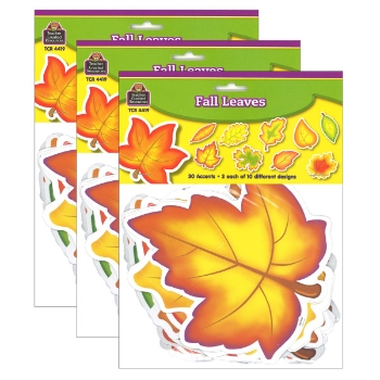 Teacher Created Resources Fall Leaves Accents, 6 in x 3 in, 30/Bag, 3 Bags/Pack
