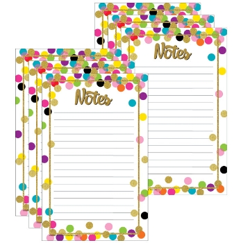 Teacher Created Resources Confetti Notepad, 5 in x 8 in, 50 Sheets/Pad, 6 Pads/Pack
