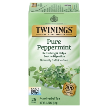 TWININGS Tea Bags, Pure Peppermint, 25/BX