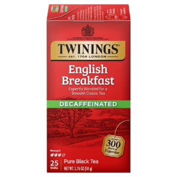TWININGS Tea Bags, English Breakfast Decaf, 25/BX