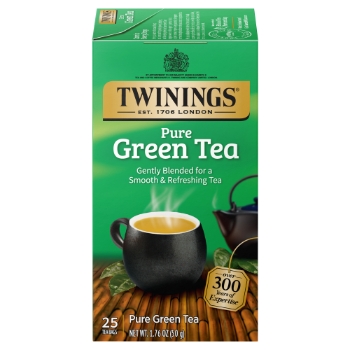 TWININGS Tea Bags, Green, 25/BX
