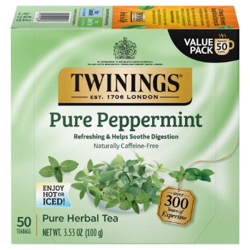 TWININGS Tea Bags, Pure Peppermint, 50/Box