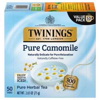 TWININGS Tea Bags, Pure Camomile, 50/Box