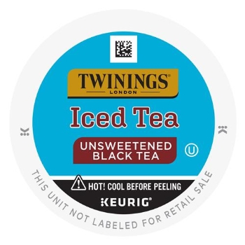 TWININGS K-Cup Pods, Iced Tea, Unsweetend Black Tea, 24/Box