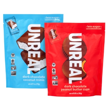 UnReal Dark Chocolate Coconut Minis and PB Cups Variety, 11.1 oz/Bag, 2 Bags/Pack