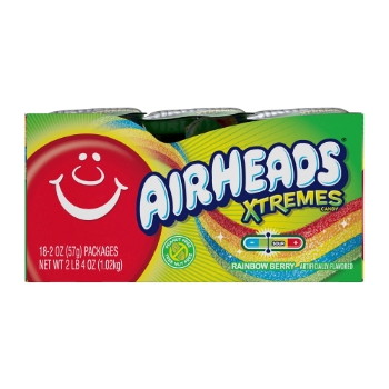AirHeads Xtremes Sweetly Sour Belts, Rainbow Berry, 2 oz, 18/Pack