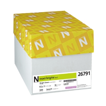 Neenah Paper Exact Brights Colored Paper, 50 lb, 8.5&quot; x 11&quot;, Bright Green, 500 Sheets/Ream, 10 Reams/Carton