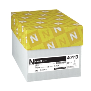 Neenah Paper Exact Index Cardstock, 93 Bright, 110 lb, 8.5&quot; x 14&quot;, White, 250 Sheets/Pack, 8 Packs/Carton