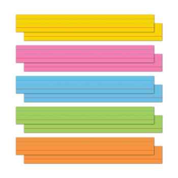 Neenah Paper Wausau Astrobrights Ruled Handwriting Strips, 24&quot; L x 3&quot; W, Assorted Colors, 100 Strips/Pack, 6 Packs/Carton