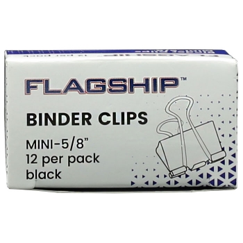 Flagship Binder Clips, Mini, Black/Silver, 12/Dozen