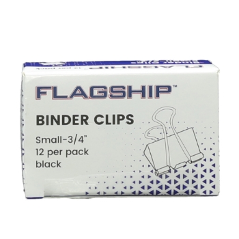Flagship Binder Clips, Small, Black/Silver, 12/Dozen