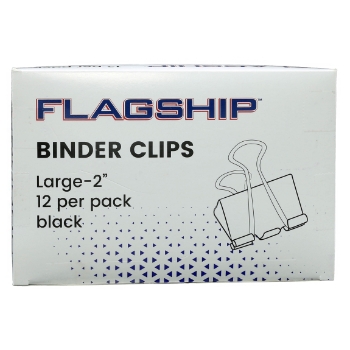 Flagship Binder Clips, Large, Black/Silver, 12/Dozen