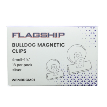 Flagship Bulldog Magnetic Clips, Small, Nickel, 18/Pack