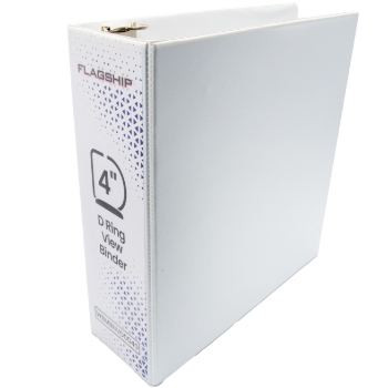 Flagship D-Ring View Binder, 4&quot; Capacity, 8.5&quot; x 11&quot;, White