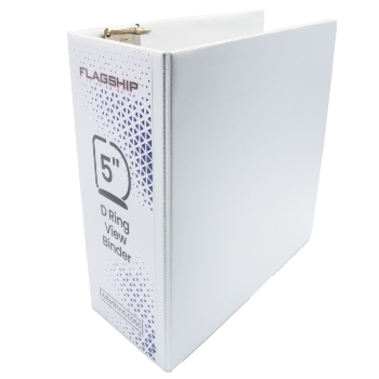 Flagship D-Ring View Binder, 5&quot; Capacity, 8.5&quot; x 11&quot;, White