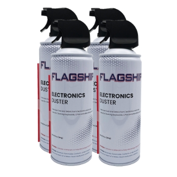 Flagship Compressed Air Duster, 10 oz, 4 Cans/Pack