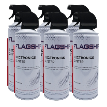 Flagship Compressed Air Duster, 10 oz, 6 Cans/Pack