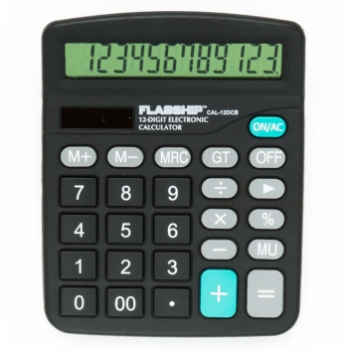 W.B. Mason Co. Desktop Calculator, 12 Digit, Dual Power, Black