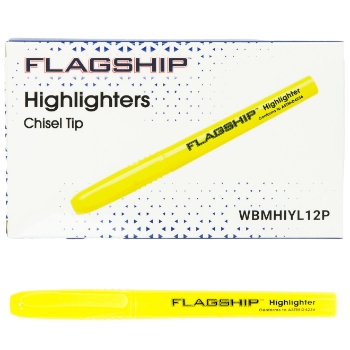 Flagship Pocket Highlighter, Chisel Tip, Flourescent Yellow, Dozen