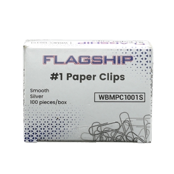 Flagship Paper Clips, Silver, #1, Smooth, 100/Box, 10 Boxes/Pack