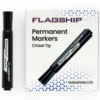 Flagship Chisel Tip Permanent Marker, Black, 12/Dozen