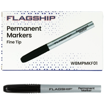 Flagship Fine Point Style Permanent Marker, Black, 12/Dozen