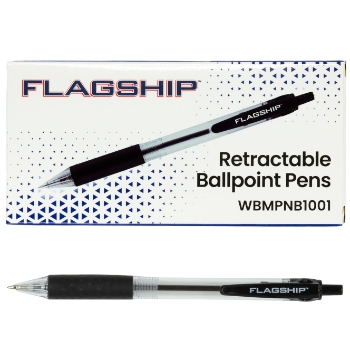 W.B. Mason Co. Retractable Ballpoint Pen, 1 mm, Black, 12/Dozen