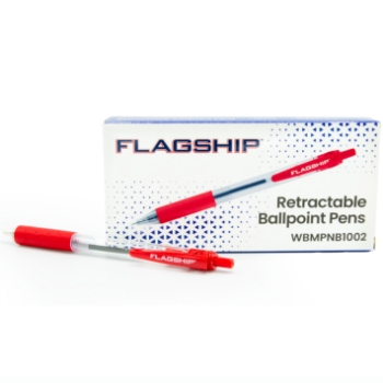 Flagship Retractable Ballpoint Pen, 1 mm, Red, Dozen