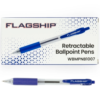 Flagship Retractable Ballpoint Pen, 1 mm, Blue, 12/Dozen