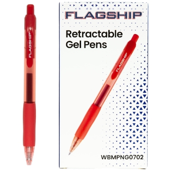 Flagship Retractable Rollerball Gel Pen, 0.7 mm, Red, 12/Dozen