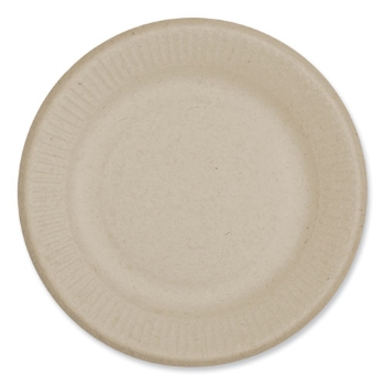 World Centric Round Plates, Plant Fiber, 6 1/10&quot;, Natural with Ripple Edge, 1,000 Plates/Case